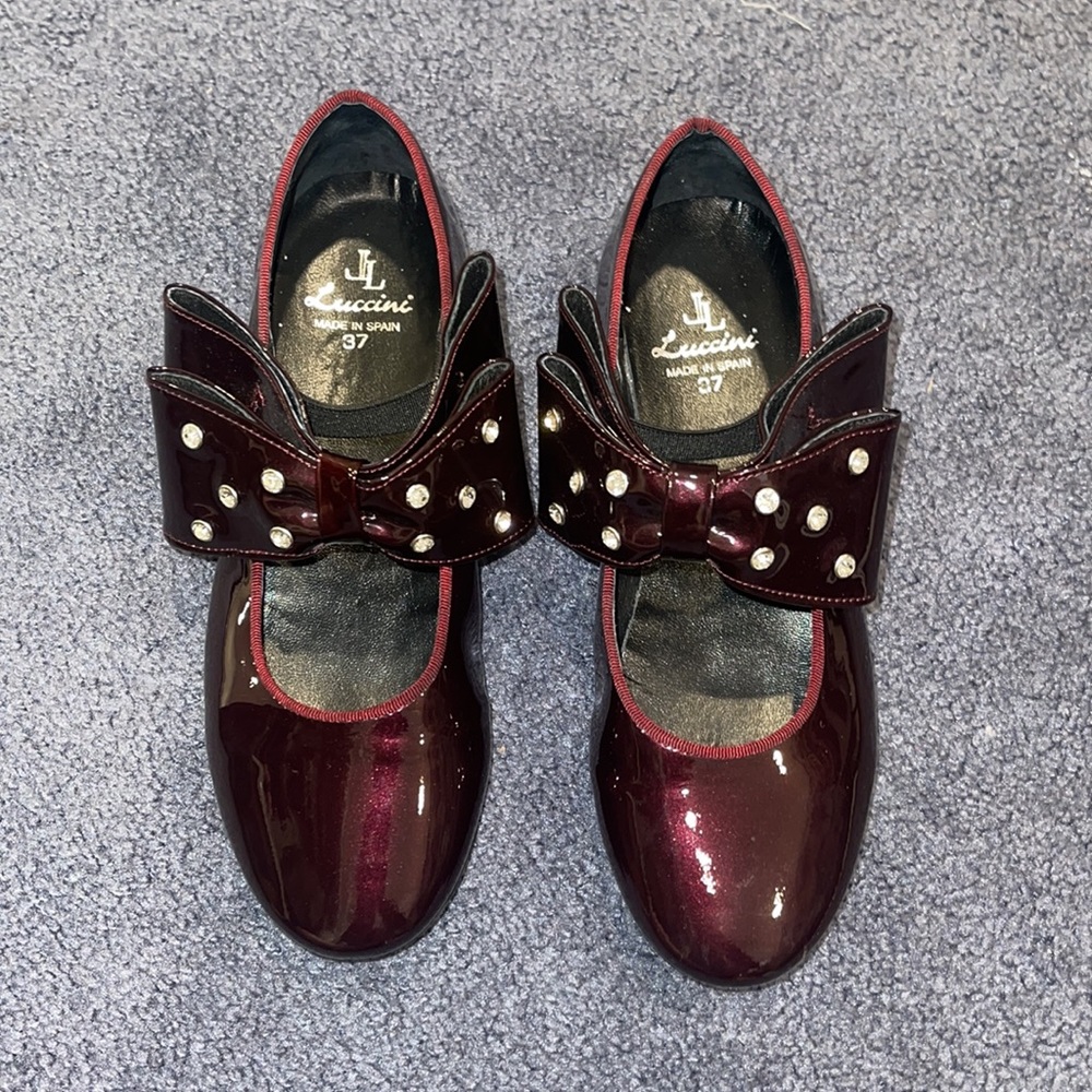 Luccini | girls maroon bow flat